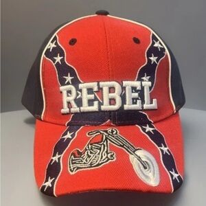 Confederate Flag Motorcycle Hat – REBEL Embroidered